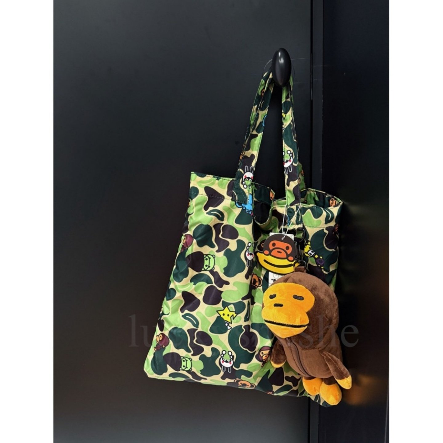 宅女同款迷彩可爱猴子卡通玩偶休闲手提单肩大容量帆布收纳托特包,箱包皮具/热销女包/男包,托特包,淘宝优惠券,粉丝福利购,淘宝优惠卷