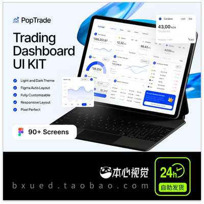 PopTrade Trading Dashboard双色市场交易B端后台仪表盘fig格式