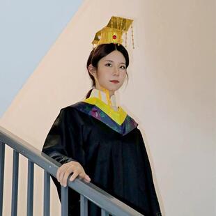 创意古装帽子皇上皇帝头冠学士帽手工毕业拍照博士硕士大学学位帽