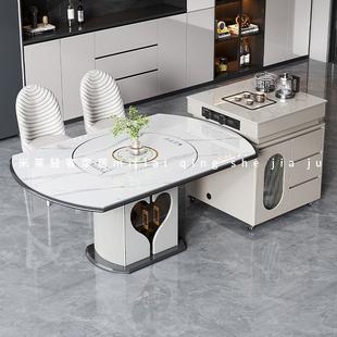 高级感岛台头家用小户型客厅现代简约风餐边柜插座功能收纳抽屉