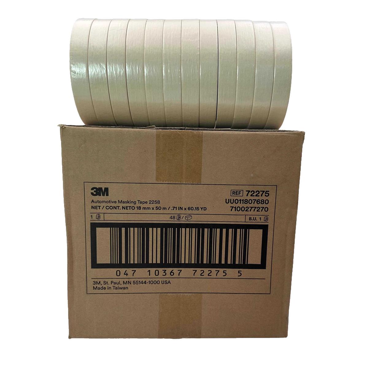 3M2258美纹纸胶带汽车喷漆耐高温汽车改装遮蔽纸18mm*50m整箱正品