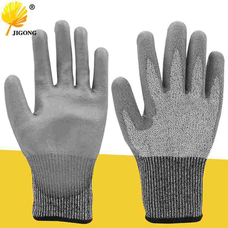 PU浸胶涂层防切割手套机械搬运劳保耐磨5级防割手套 手部防护用品