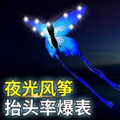 水晶蓝蝴蝶风筝潍坊成人大型 高档微风易飞夜光风筝初学者新款