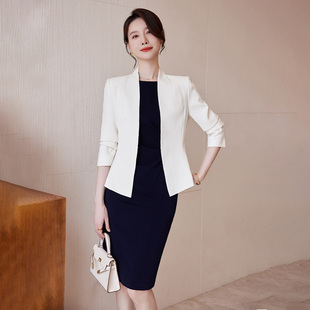 诗璐雅气质职业连衣裙主持人美容院经理职业装西装外套长袖两件套