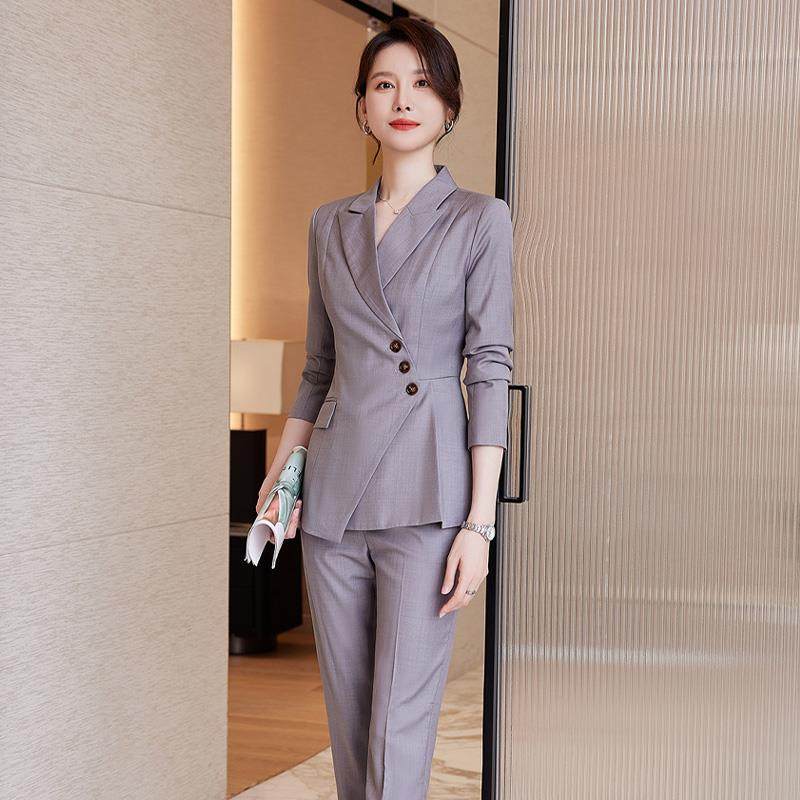 诗璐雅高级感轻奢职业女装2025年春秋气质女神范时尚正装西服套装