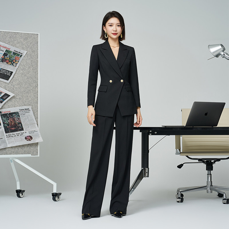 西装外套女春秋2024新款黑色时尚气质职业套装阔腿裤ol通勤高级感