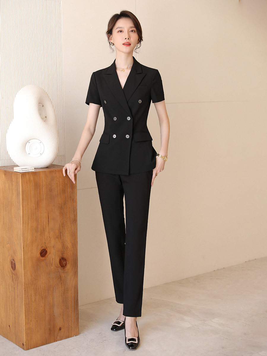 SUMMER HIGH-END SHORT-SLEEVED THIN OVERALLS TEMPERAMENT S DEPARTMENT HOTEL FORMAL WEAR FASHION JEWELRY STORE PROFESSIONAL SUIT WOMEN