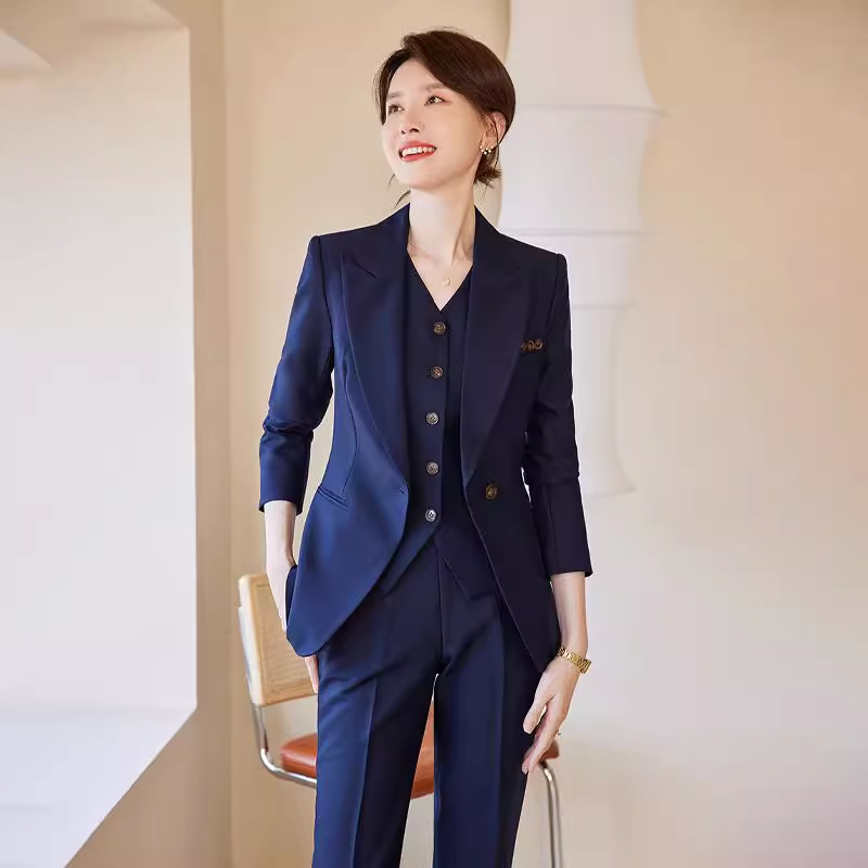 诗璐雅通勤西装三件套女时尚洋气高级感气质西服马甲职业套装秋冬