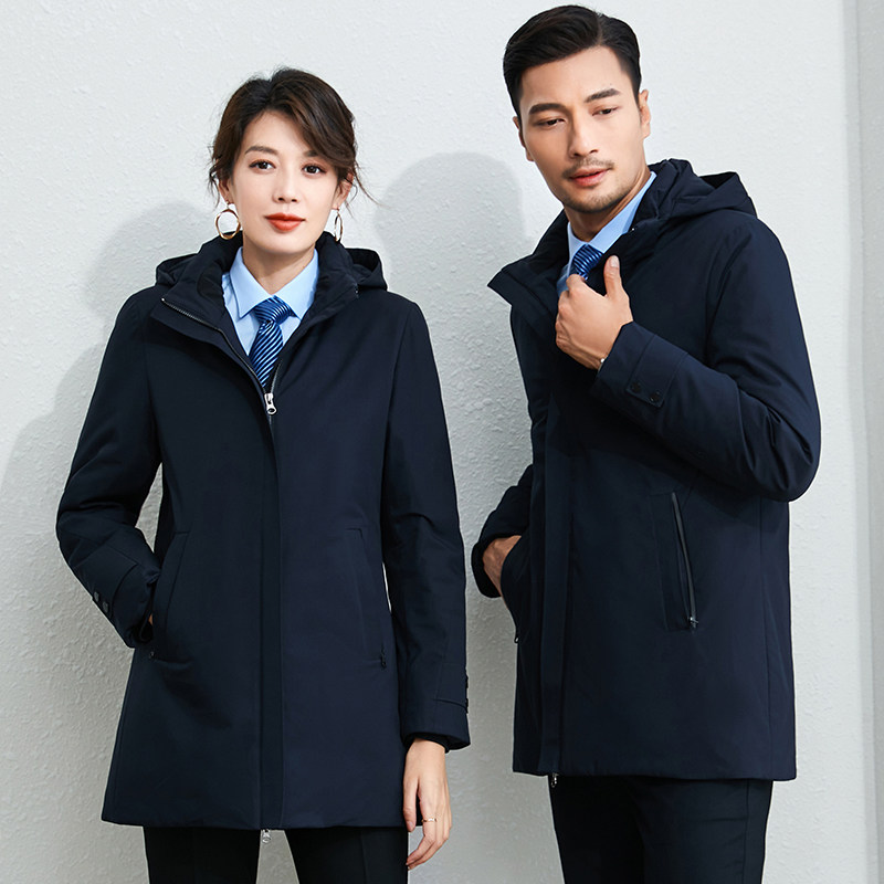 高端工装羽绒服男女同款团购教师公务员银行职业商务工作服新款冬