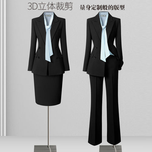 短袖西装套装女夏薄款职业装酒店前台工装案场客服金店工作服气质