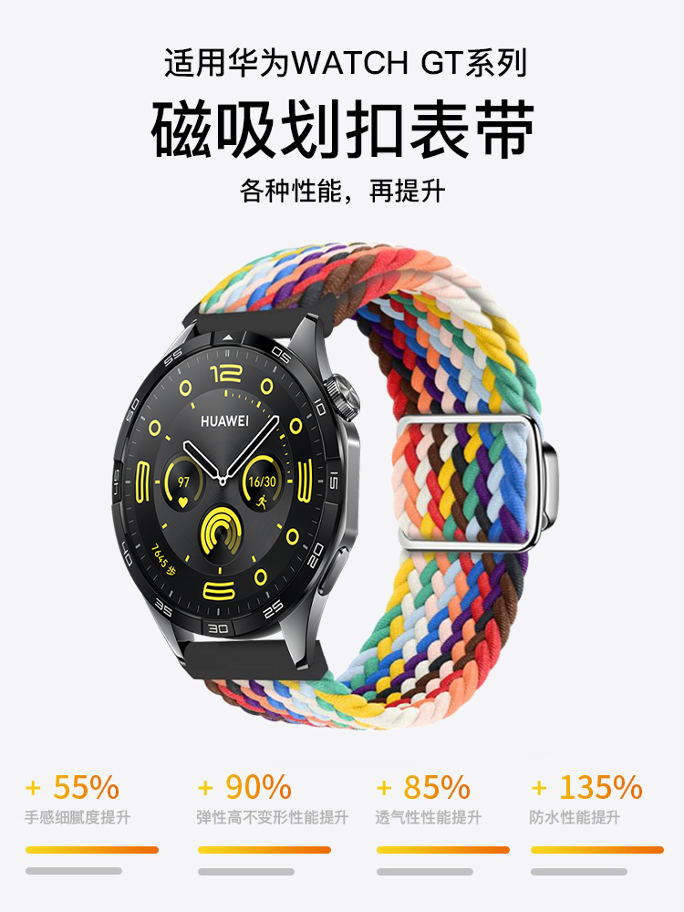 适用华为GT4手表gt3表带watch4尼龙GT2pro编织watch3回环磁吸watchgt划扣智能2e荣耀magic女款buds新款pronew 智能设备 智能手表手环表带/腕带 原图主图