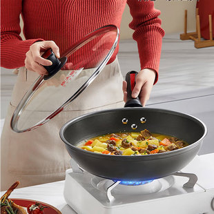 炊大皇炒锅不粘锅无油烟平底炒菜锅不沾家用电磁炉燃气灶通用