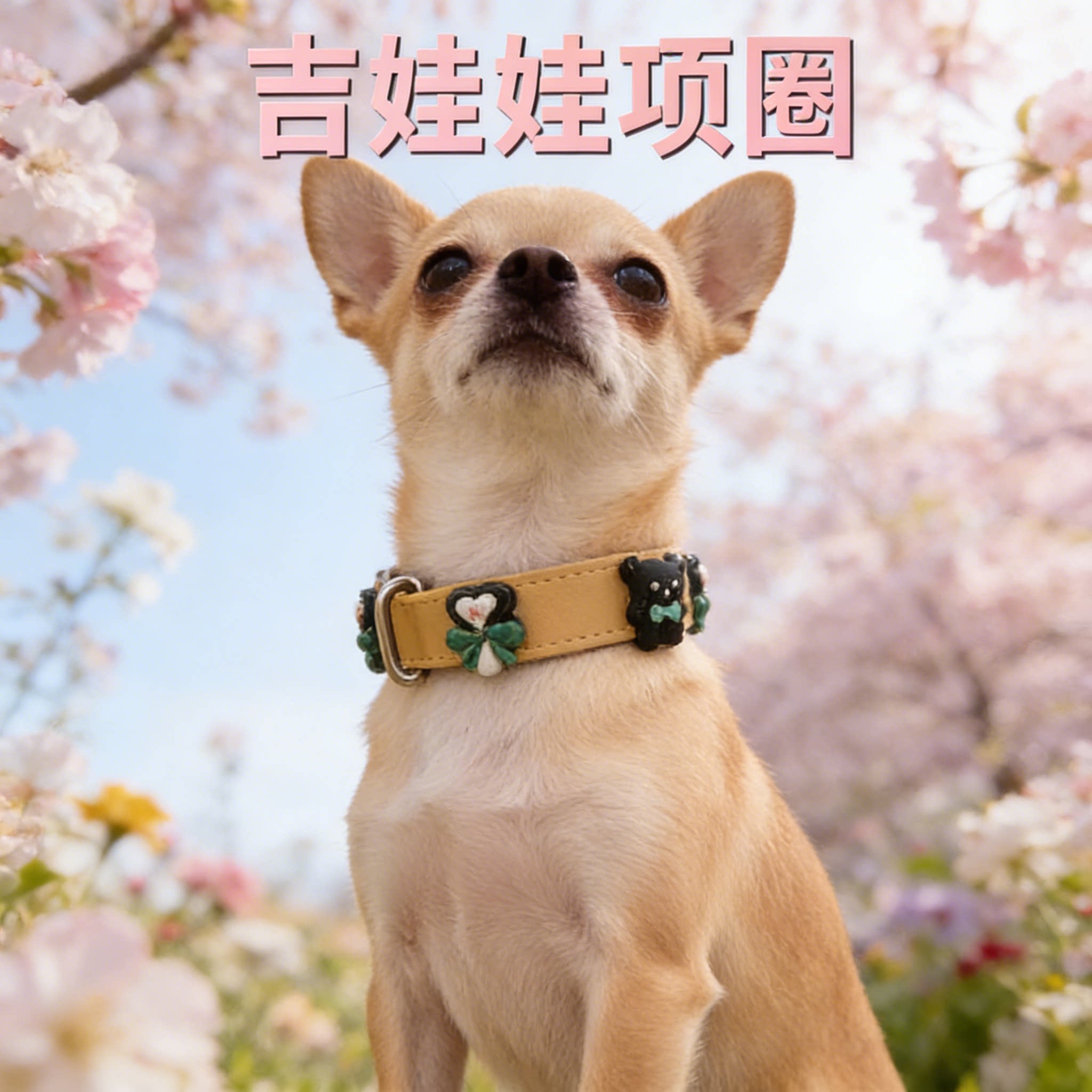 吉娃娃超小体狗专用项圈小型犬脖圈出门可牵引颈圈装饰宠物用品