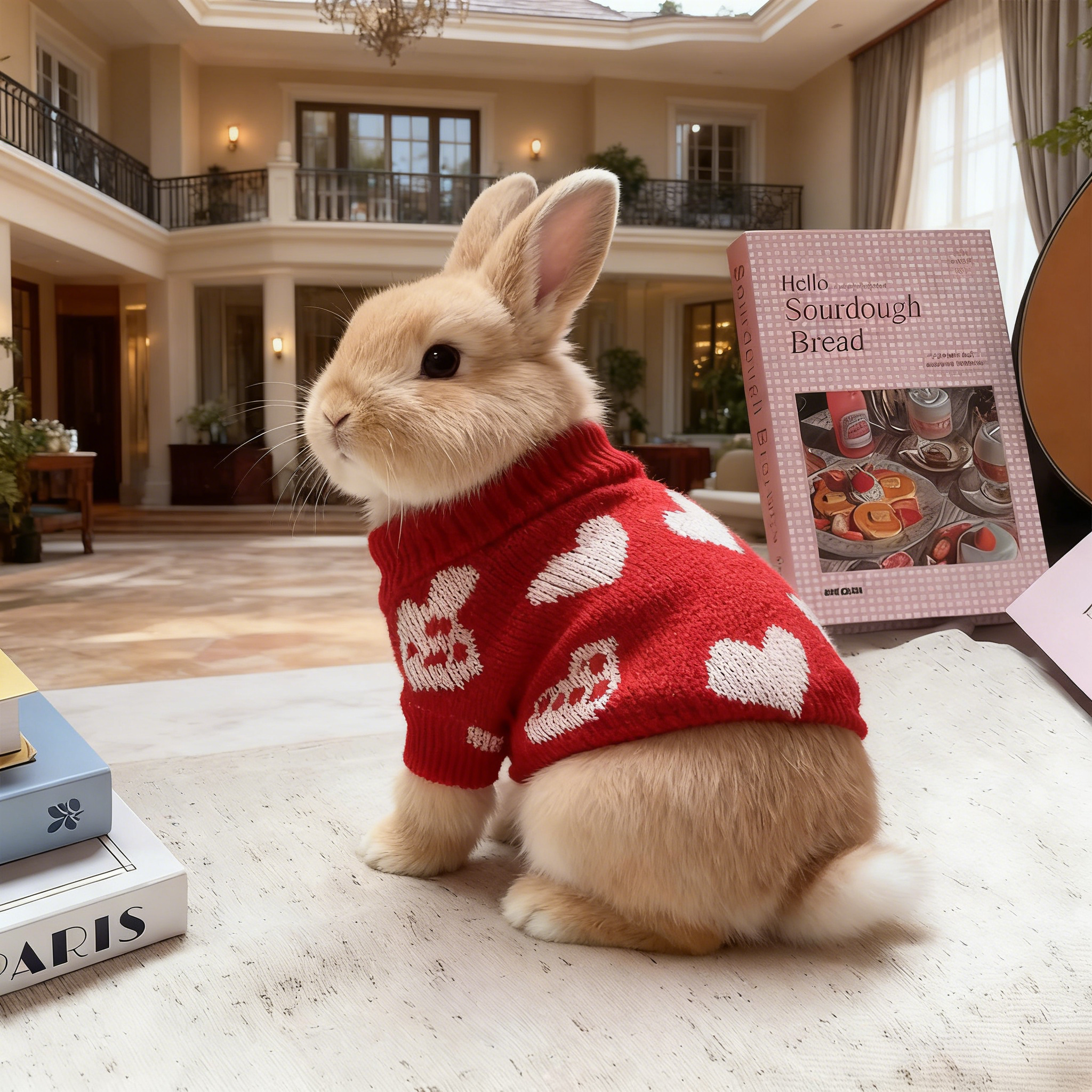 宠物兔子冬季新年喜庆红色毛衣侏儒垂耳幼兔保暖衣,宠物/宠物食品及用品,狗宠物服装/雨衣,淘宝优惠券,粉丝福利购,淘宝优惠卷
