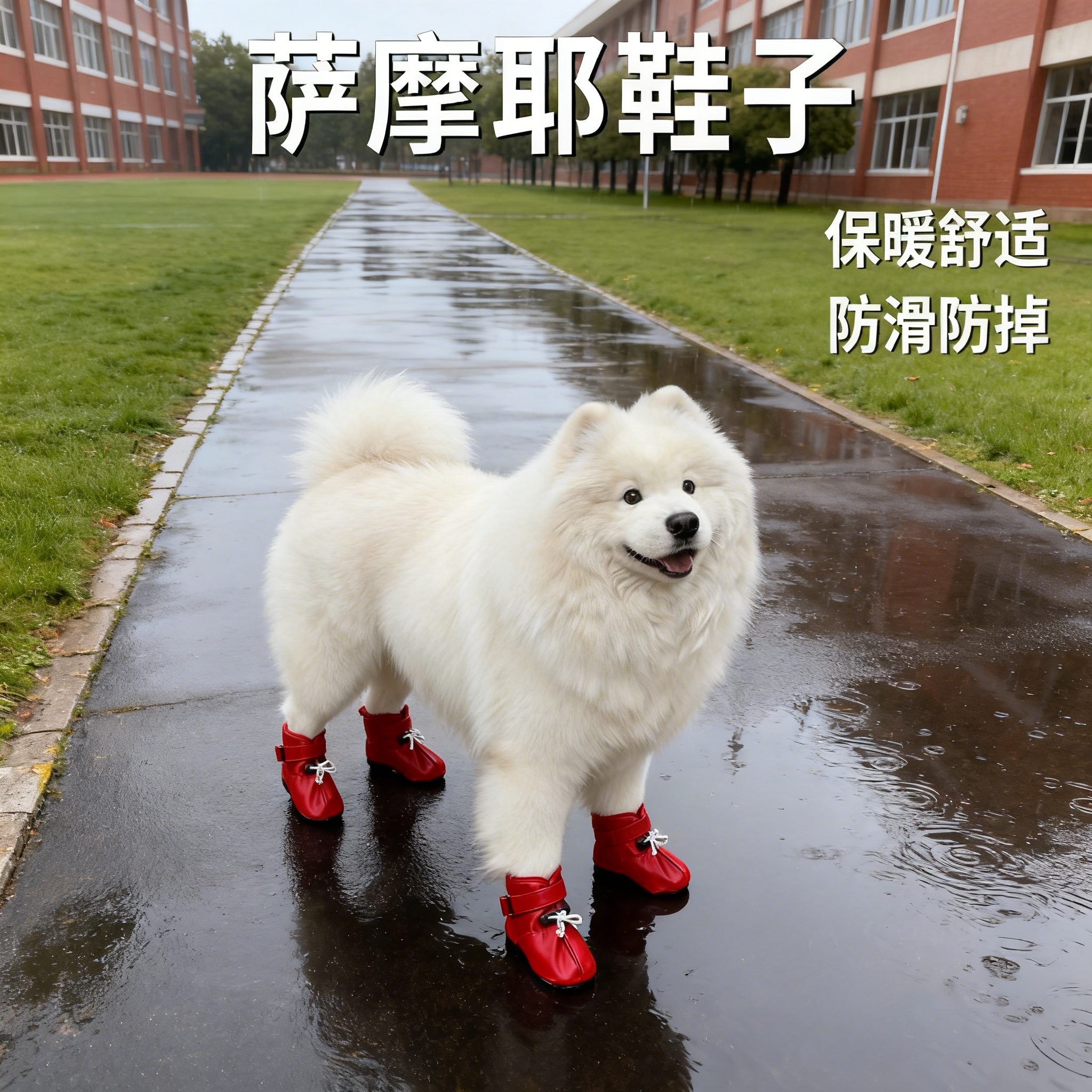 萨摩耶鞋子宠物狗软底鞋大型犬外出脚套魔术贴鞋防滑防脏宠物用品