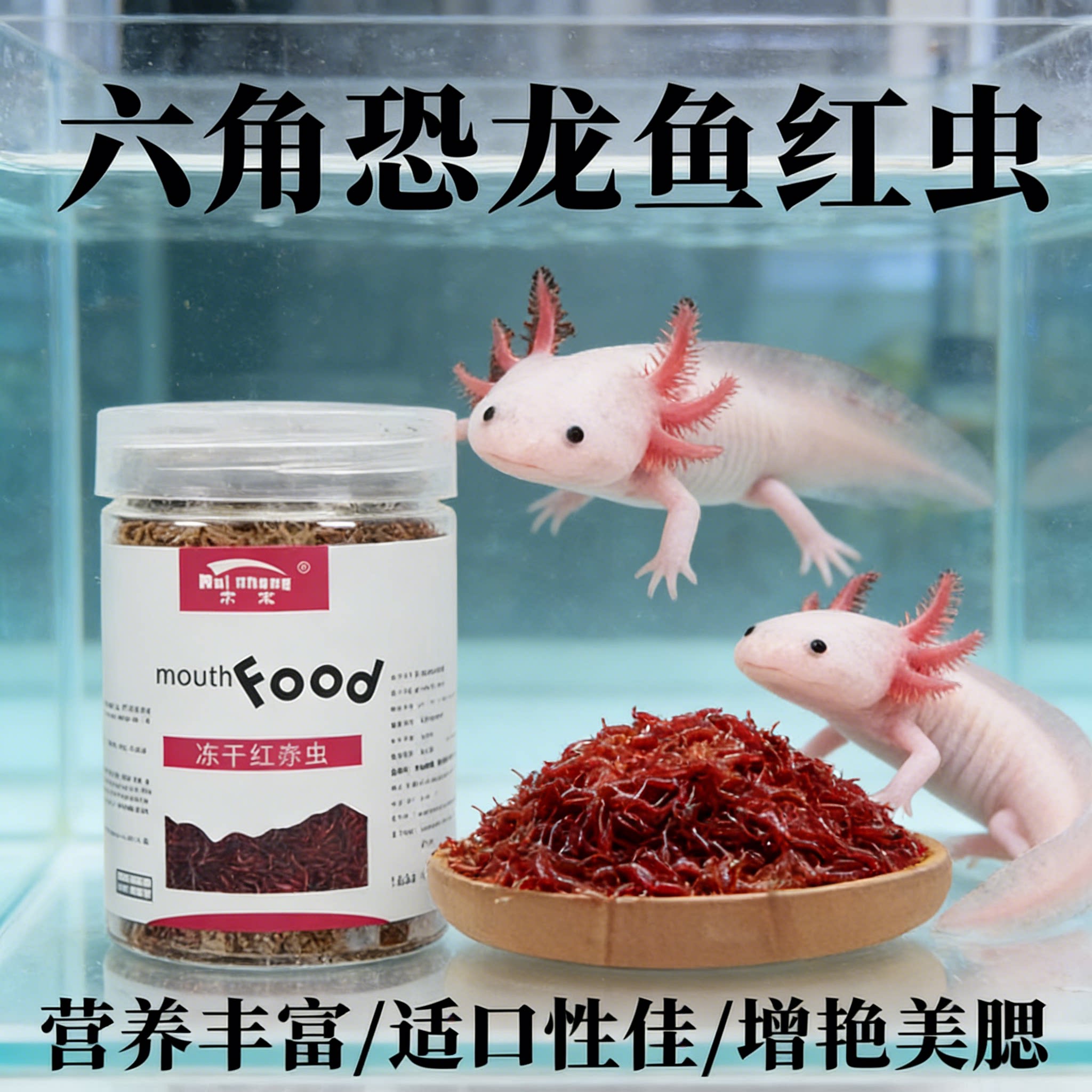 六角恐龙鱼专用红虫饲料蝾螈高蛋白颗粒鱼粮水族冻干零食喂养用品 - 爱宠之家宠物超市出品