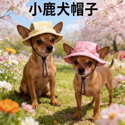 小鹿犬防晒牛仔渔夫帽