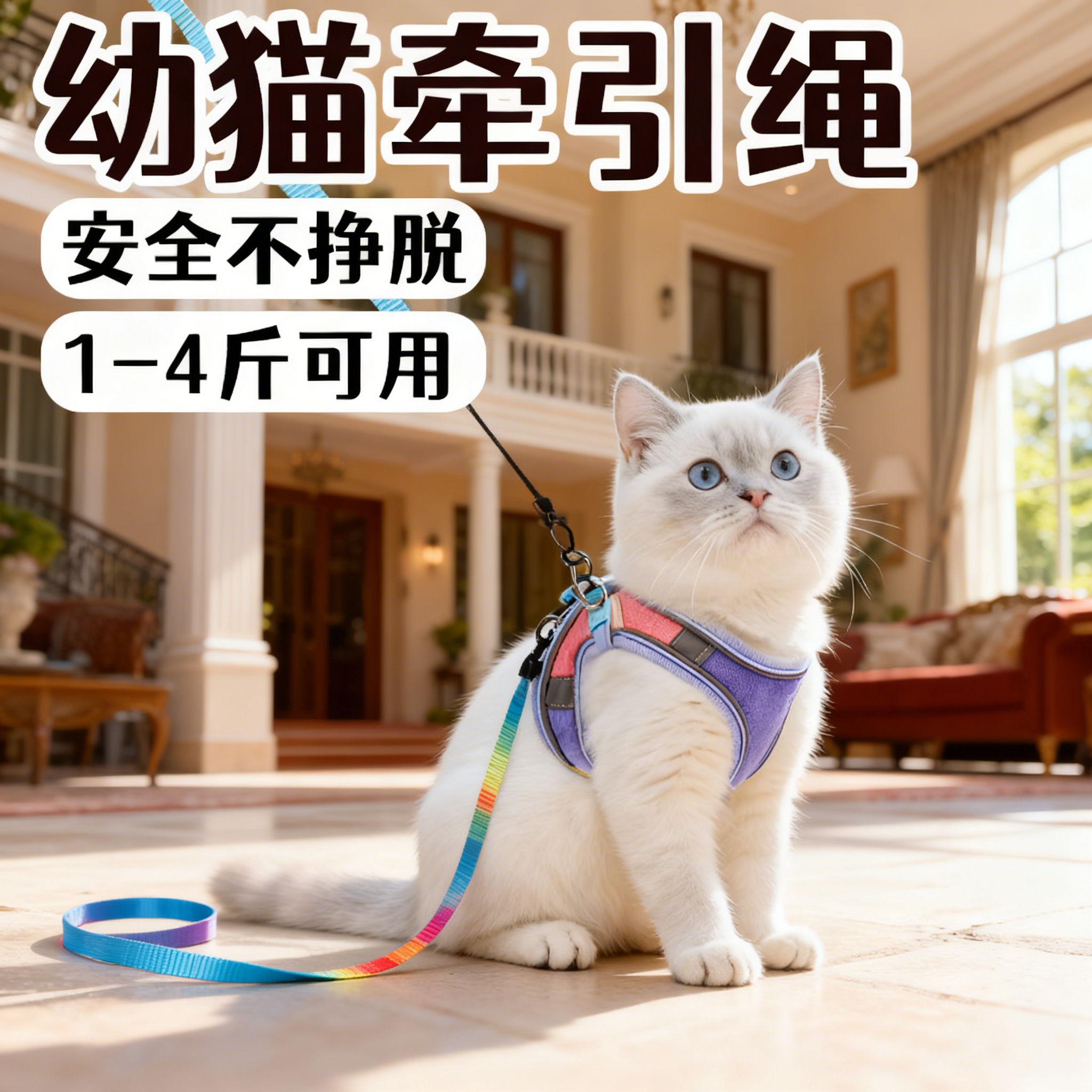 幼猫牵引绳超小号背心式胸背带子两个月小猫咪防挣脱遛猫外出专用,宠物/宠物食品及用品,猫牵引绳,淘宝优惠券,粉丝福利购,淘宝优惠卷