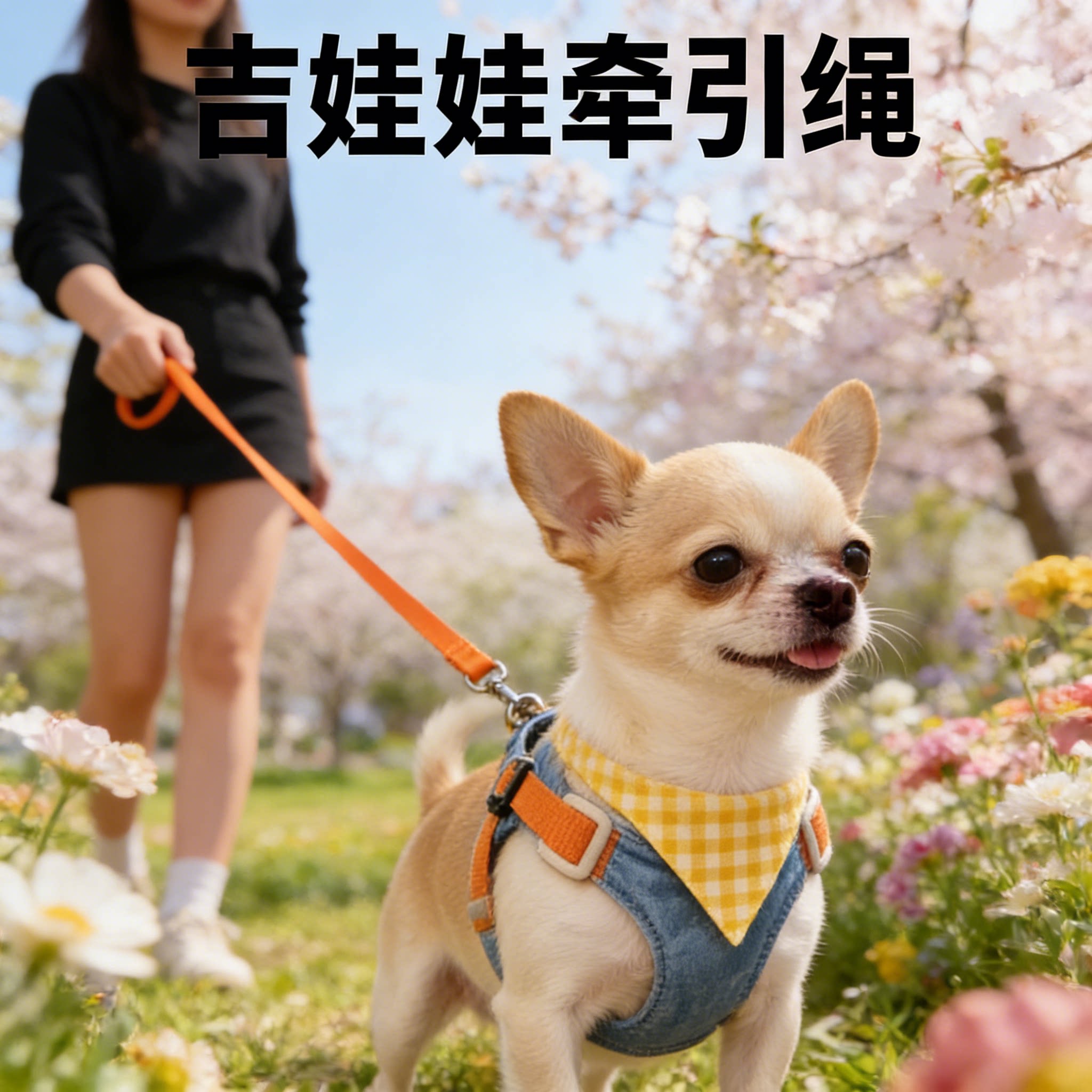 吉娃娃牵引绳小型犬专用背心式绳子超小体狗胸背带防挣脱链子宠物