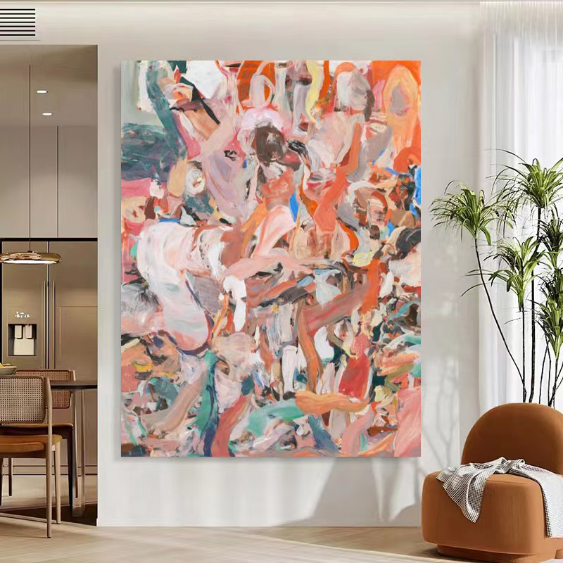 手绘油画涂鸦抽象玄关肌理挂画