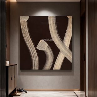 手绘油画沉寂中古风抽象艺术意式极简客厅玄关肌理壁画高级感挂画