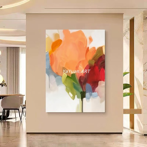 手绘油画璀璨繁花抽象艺术客厅卧室玄关大幅挂画轻奢民宿会所壁画
