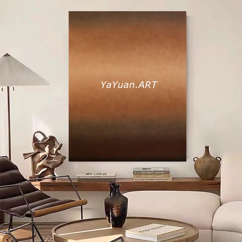 手绘油画橙心橙意中古侘寂风客厅装饰挂画极简现代抽象立体玄关画图片