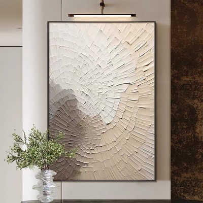 奶油风手绘油画轨迹意式极简大芬村现代肌理画客厅玄关抽象装饰画
