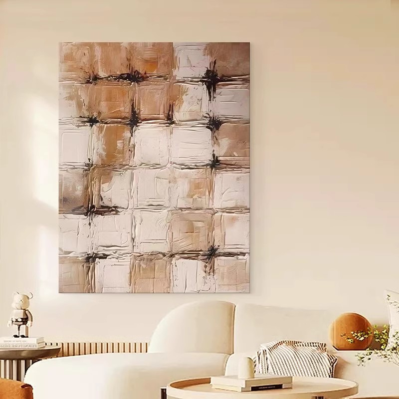 手绘油画千城色块立体装饰画侘寂抽象玄关挂画现代简约客厅肌理画图片