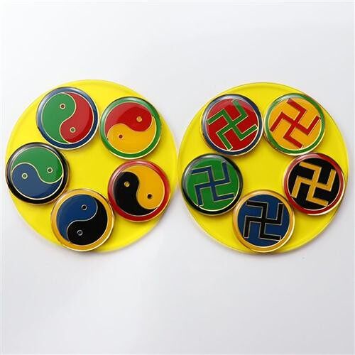 掌中五行八卦8.3公分双面万字福太极图盘摆件掌中五行阵缺角化解