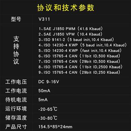 新品V311汽车故障检测仪诊断仪obd检测仪行车电脑解码仪解码器清