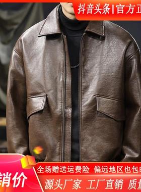 MR.MUDI/穆迪先生美式复古硬汉工装PUJ皮羽绒服男保暖百搭皮夹克