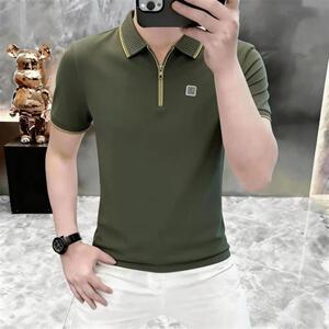 伊莱干女装专卖8轻奢半拉链POLO衫男夏季新款时尚撞色短袖潮流t恤