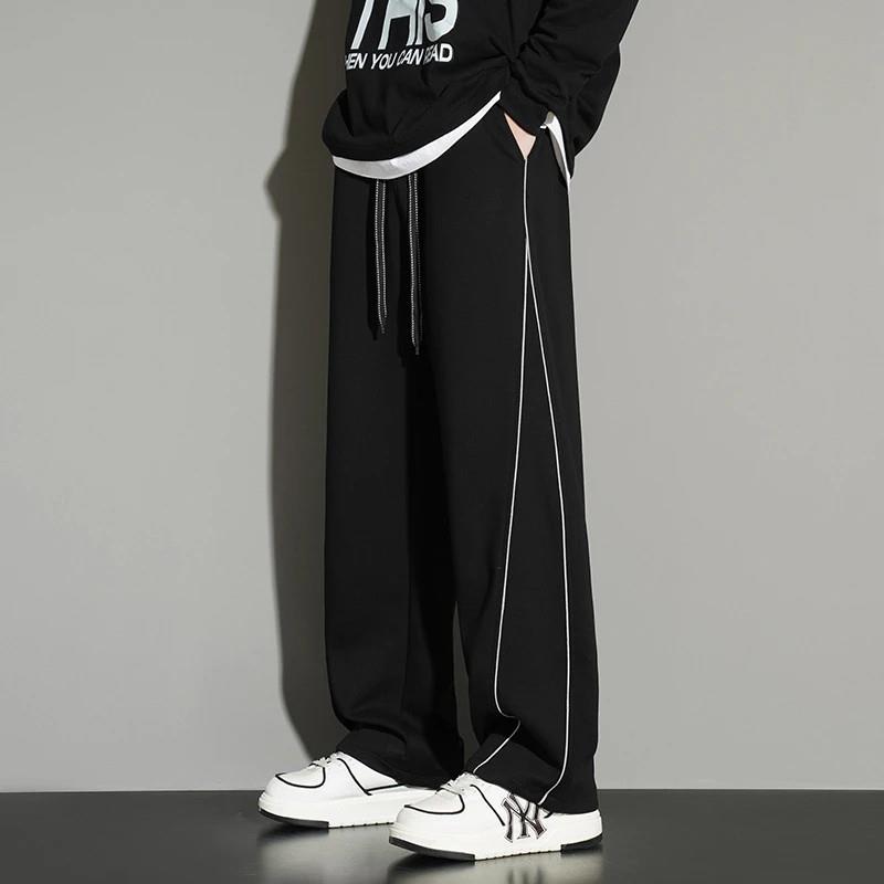 梵织新境男士弯刀裤阔腿宽松潮男卫裤大码M春秋季休闲裤垂感直筒