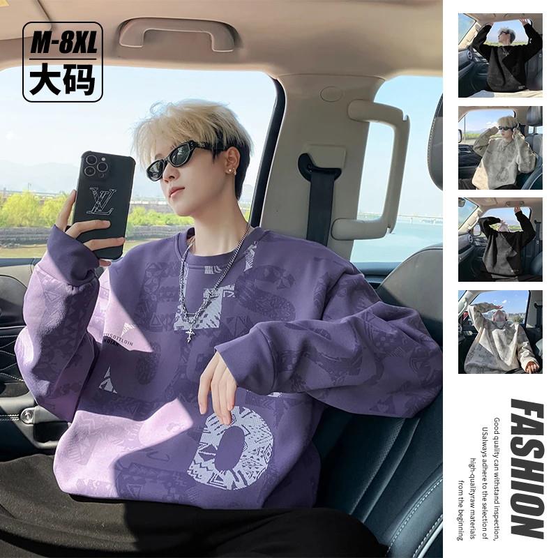 Birberry男装m秋季卫衣男印花上衣宽松百搭休闲长袖内搭港风打底