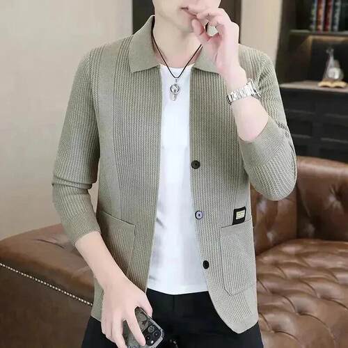 杰克卡沃斯淼森创男装3男士外套春秋新款潮流时尚毛衣商务修身翻