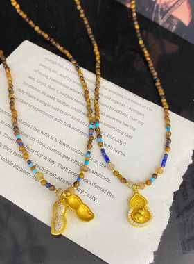 设计师款彩色串珠项链女高级感吊坠锁骨链轻奢百搭锁骨链衣服配饰