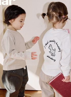 HAR哈而 【亲子款】新品卡通刺绣儿童纯棉长袖T恤宝宝宽松上衣