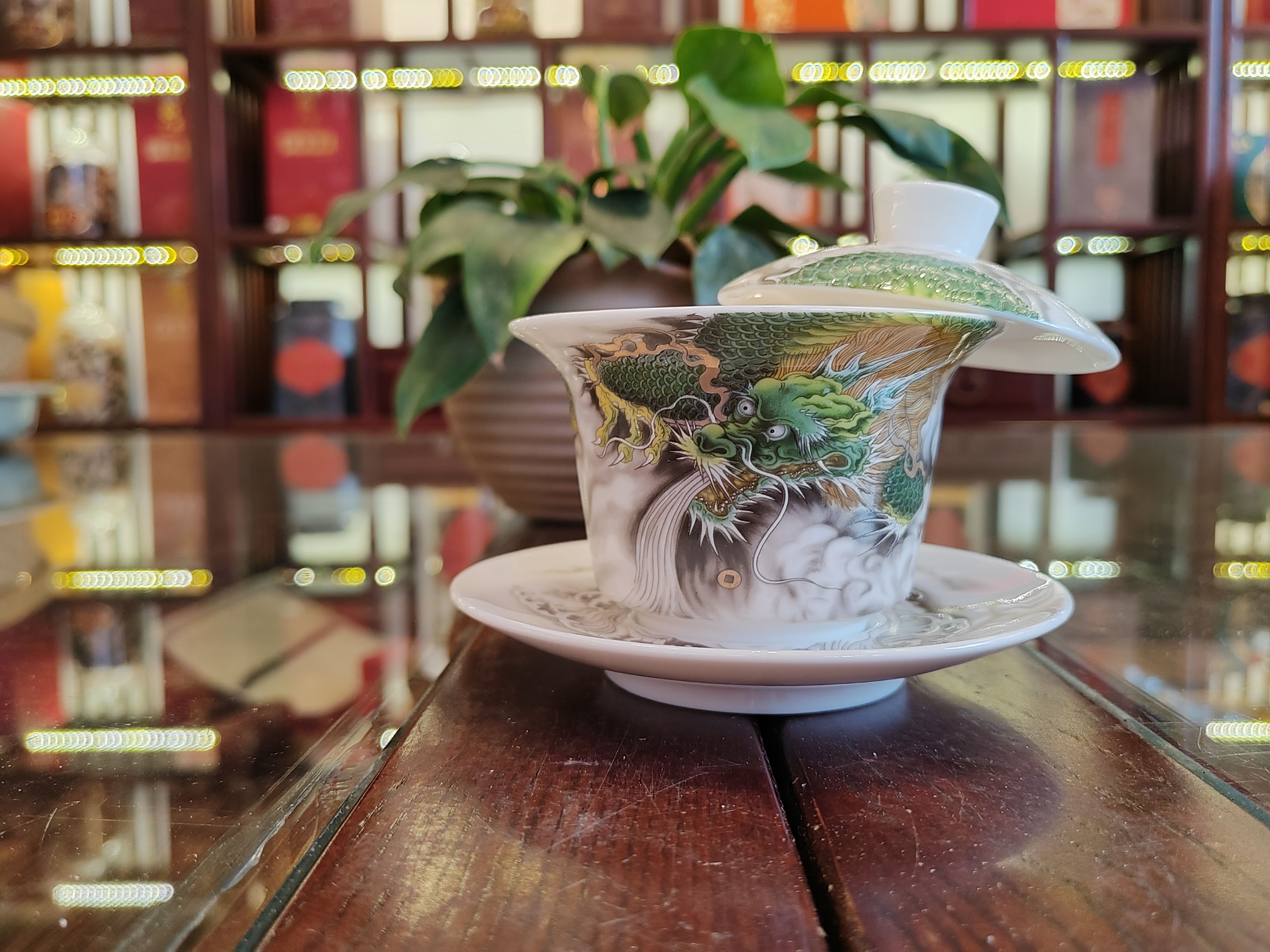 360度可悬停盖碗青龙满容170ml盖下130ml