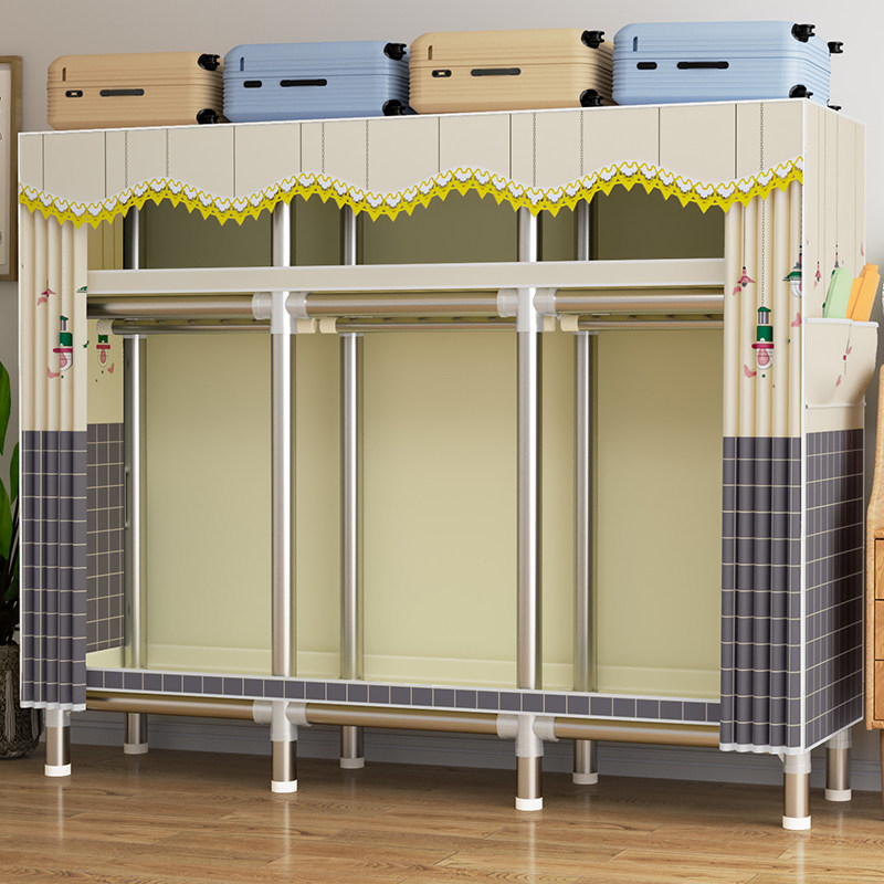 简易组装衣柜家用卧室结实耐用宿舍出租房用布衣柜加厚加粗全钢架