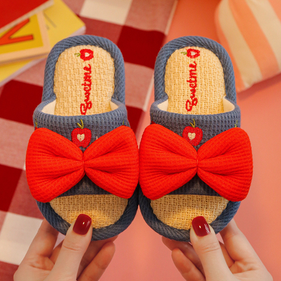 【柔韧舒适】居家穿儿童亚麻拖鞋