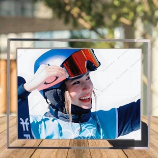 谷爱凌周边水晶玻璃相框收藏照片定制房间卧室桌面摆件可横竖摆台