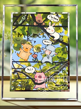 小羊波德莱尔水晶玻璃相框定制