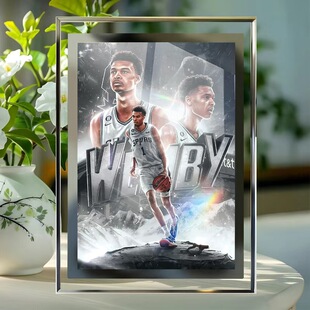 马刺文班亚马周边篮球周边定制水晶玻璃相框桌面摆台适合送同学
