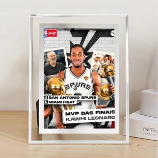 NBA伦纳德周边玻璃水晶相框摆台件马刺快船签名定制照片海报礼物