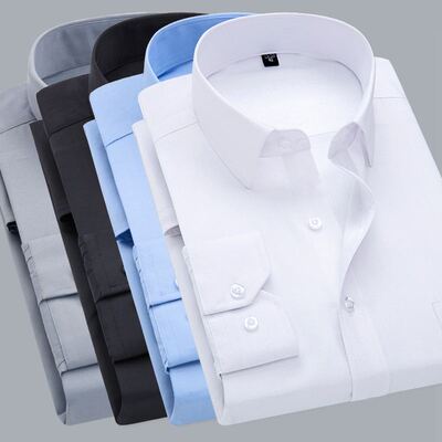 Men French Cuff Dress Shirt 2021 New White Long Sleeve Casua