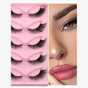 5 Pair Faux Mink Fox Lashes 3D Cat Eye False Eyelashes假睫毛