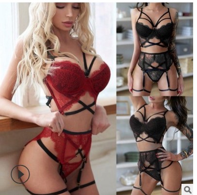 Sexy lace one-piece sexy lingerie 性感蕾丝三点连体睡衣内衣女