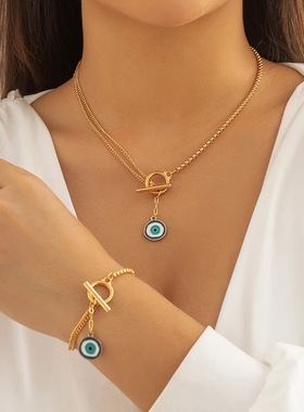 欧美饰品嘻哈朋克恶魔之眼吊坠项链Devil's Eye Pendant Necklace
