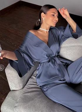 Autumn cardigan lace dressing gown suit women